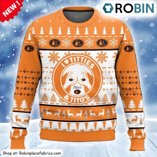 Titos Titties Funny Ugly Christmas Sweatshirt, Sweater