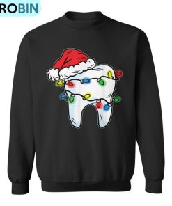 Tooth Christmas Light Santa Hat Dentist Dental Hygienist Ugly Christmas Sweatshirt
