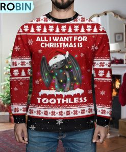 Toothless Christmas Ugly Sweater 3D Printed