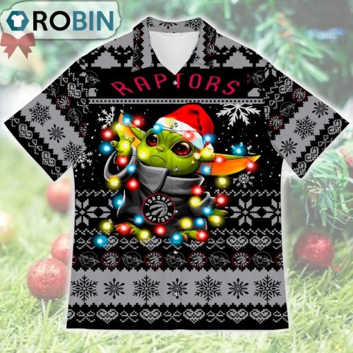 Toronto Raptors Baby Yoda Star Wars Ugly Christmas Design Short Sleeve Shirt