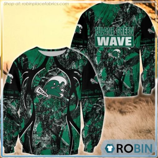 Tulane Green Wave Hunting Pattern All Over Print Sweatshirt