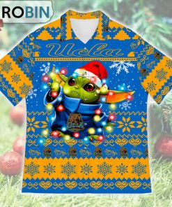 UCLA Bruins Baby Yoda Star Wars Ugly Christmas Design Short Sleeve Shirt UCLA Bruins Baby Yoda Star Wars Ugly Christmas Design Short Sleeve Shirt