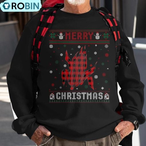 Ugly Christmas Sweater Corn Buffalo Plaid Red Xmas Ugly Christmas Sweatshirt