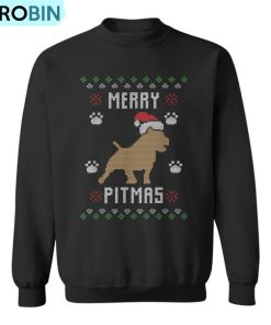 Ugly Christmas Xmas Pitbull Merry Pitmas Ugly Christmas Sweatshirt
