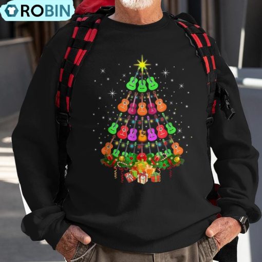 Ukulele Music Uke Mele Kalikimaka Christmas Tree Songs Aloha Ugly Christmas Sweatshirt