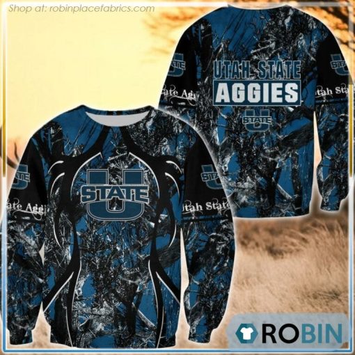 Utah State Aggies Hunting Pattern All Over Print Sweatshirt