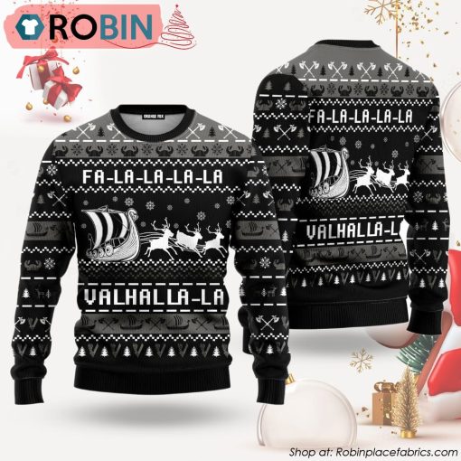 Valhalla Boat Ugly Christmas Sweater