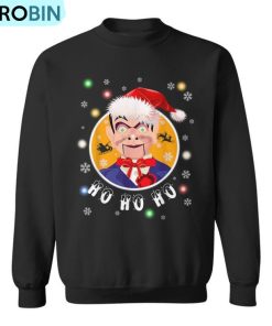 Ventriloquist Dummy In Santa Hat Christmas Ugly Christmas Sweatshirt