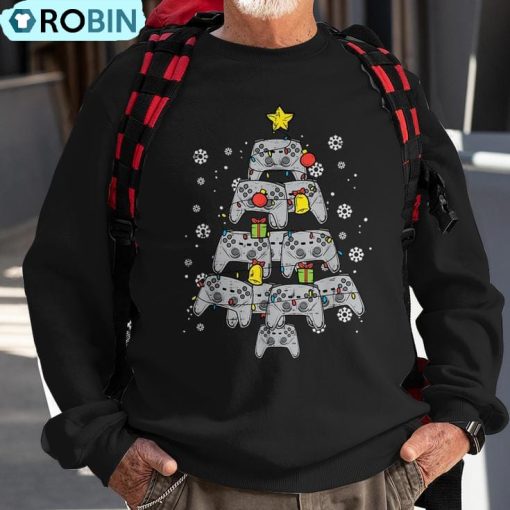 Video Game Controller Christmas Tree Xmas Boy Youth N Ugly Christmas Sweatshirt