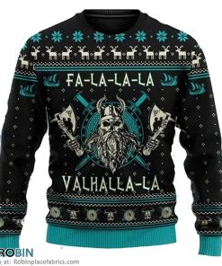 Viking Fa La La Teal Ugly Christmas Style Sweatshirt