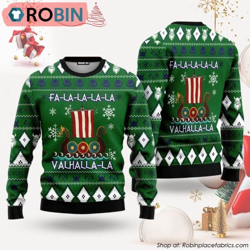 Viking Valhalla Boat Ugly Christmas Sweater