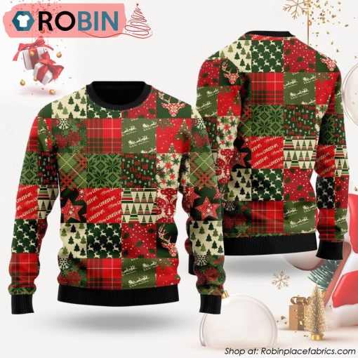 Vintage Christmas Patchwork Ugly Christmas Sweater