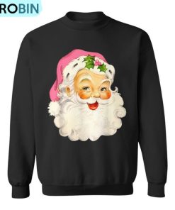 Vintage Pink Santa Claus Pink Christmas Pink Pajamas Xmas Ugly Christmas Sweatshirt