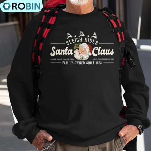 Vintage Santa Christmas Sleigh Rides Reindeer Retro Ugly Christmas Sweatshirt