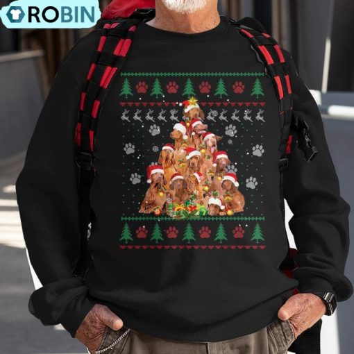 Vizsla Christmas Dog Lover Ugly Sweater Xmas Tree Ugly Christmas Sweatshirt