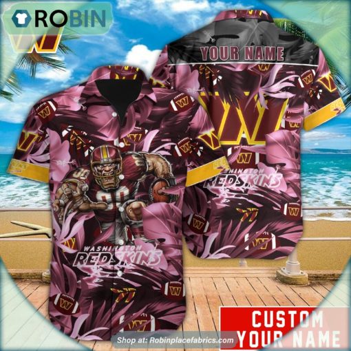 Washington Commanders Tropical Leaf Mascot 3D Printed Summer Hawaiian Shirt