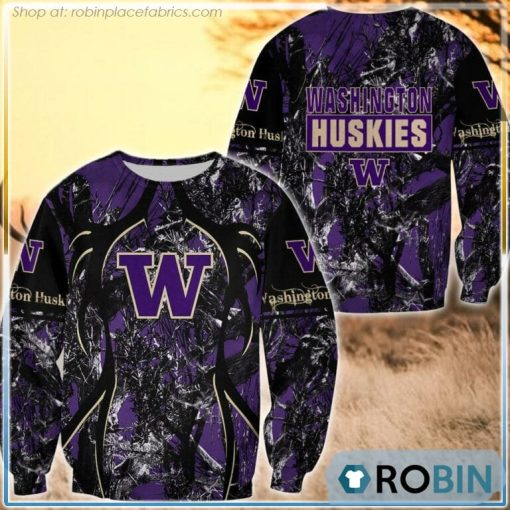 Washington Huskies Hunting Pattern All Over Print Sweatshirt