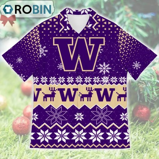 Washington Huskies Ugly Christmas Design Short Sleeve Shirt