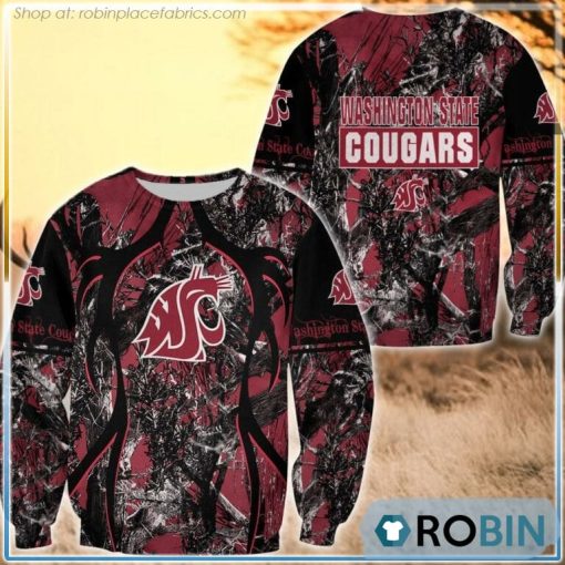 Washington State Cougars Hunting Pattern All Over Print Sweatshirt