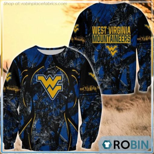 West Virginia Mountaineers Hunting Pattern All Over Print Sweatshirt