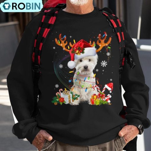 Westie Reindeer Family Matching Christmas Pajamas Dog Xmas Ugly Christmas Sweatshirt