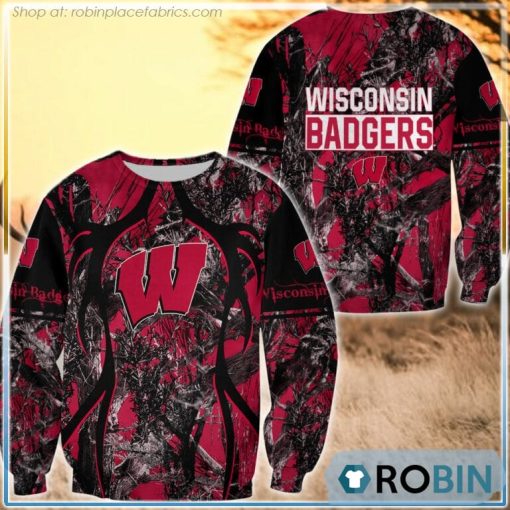 Wisconsin Badgers Hunting Pattern All Over Print Sweatshirt