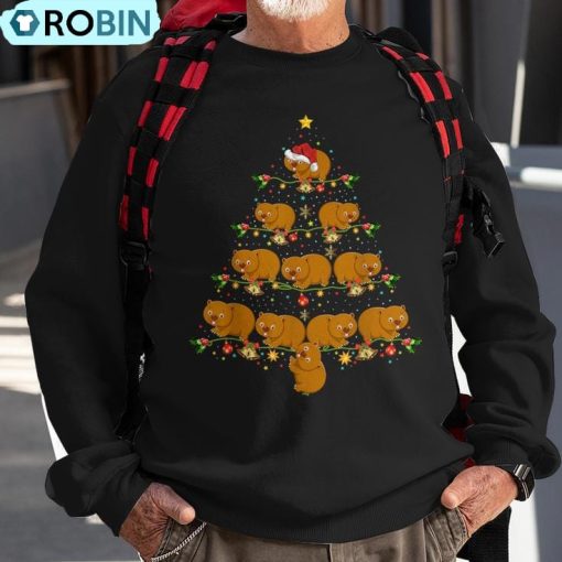 Wombat Xmas Tree Santa Hat Wombat Christmas Ugly Christmas Sweatshirt