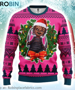 Xmas Horror Movie Characters Halloween Chucky Doll Ugly Christmas Sweater