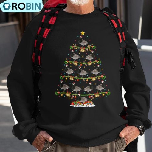 Xmas Lighting Santa Canada-Goose Bird Christmas Tree Ugly Christmas Sweatshirt