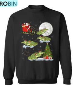 Xmas Lighting Tree Santa Riding Alligator Christmas Ugly Christmas Sweatshirt Xmas Lighting Tree Santa Riding Alligator Christmas Ugly Christmas Sweatshirt