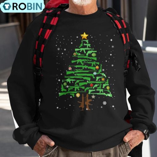 Xmas Patriotic 2Nd Amendment Gun Christmas Tree Ugly Christmas Sweatshirt