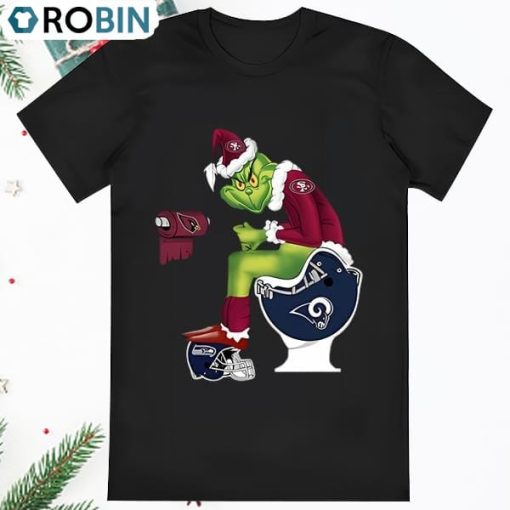 49ers Grinch Santa Cardinals La Rams Toilet Seattle Seahawks Shirt