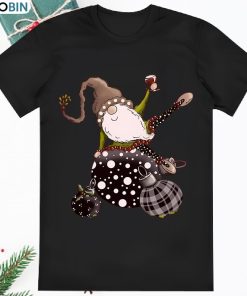 Christmas Gnome Santa Ornament Drinking Wine Spirit Funny Shirt