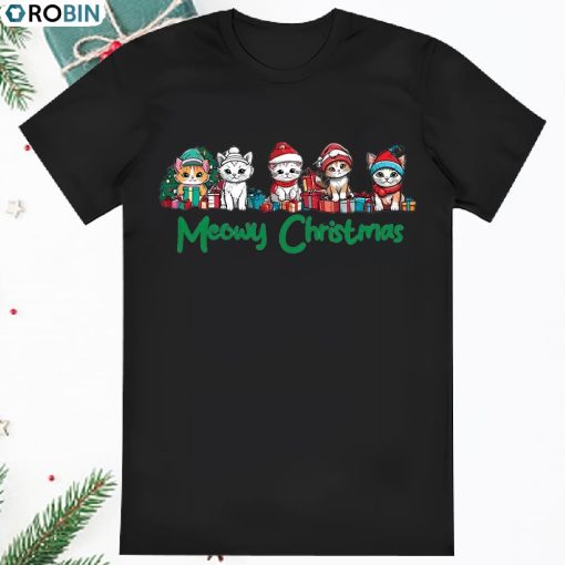 Cute Meowy Christmas Cat Lover Merry Christmas T Shirt