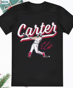 Evan Carter Swing Signature Texas Rangers T Shirt