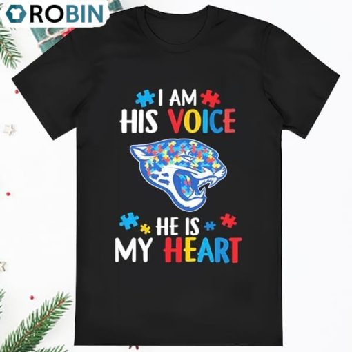 Jacksonville Jaguars Nfl Autism I Am His Voice He Is My Heart Shirt