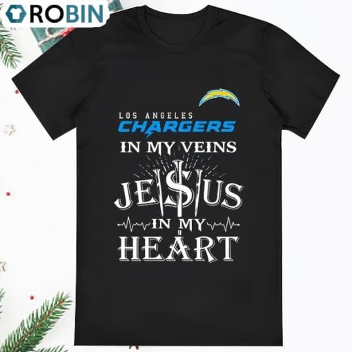 Los Angeles Chargers In My Vien Jesus In My Heart Logo Shirt
