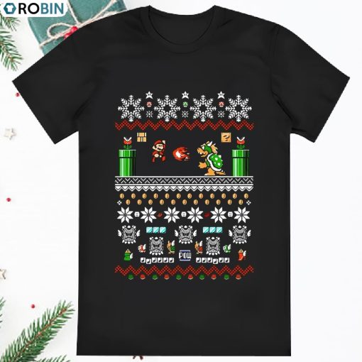 Mens Nintendo Ugly Christmas Mario And Bowser T Shirt