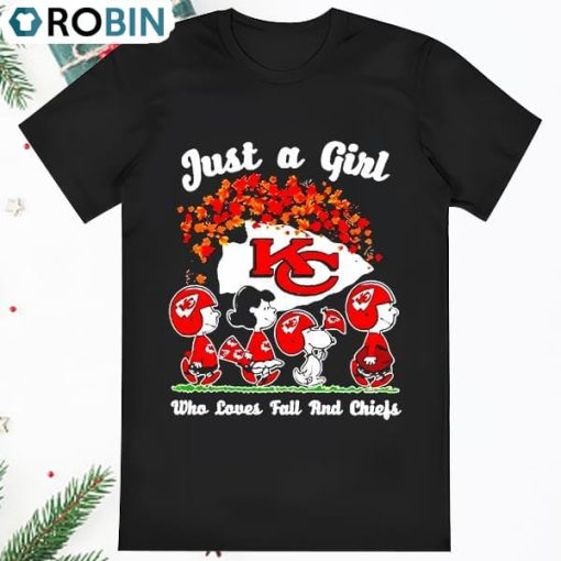 Peanuts Just A Girl Who Loves Fall And Kansas City Chiefs Shirt
