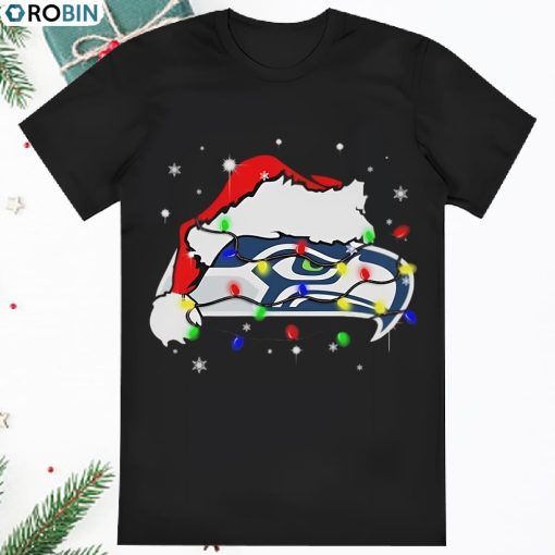 Seattle Seahawks Santa Hat Christmas Light Shirt