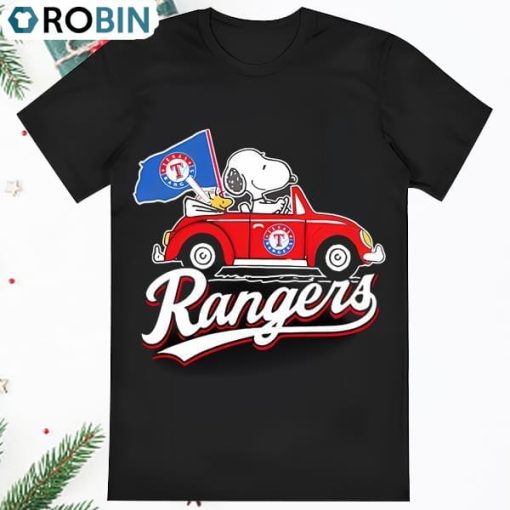 Texas Rangers Snoopy And Woodstock Driving Car Shirt