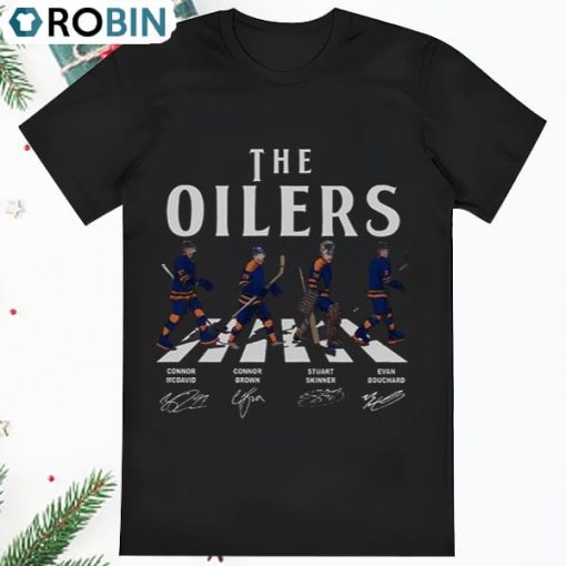 The Oilers Walking Abbey Road Signatures Ice Hockey Tee Shirt