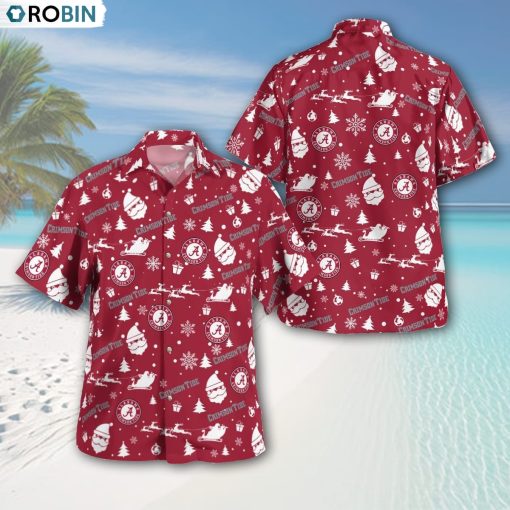 Alabama Crimson Tide Christmas Pattern Button Shirt, Crimson Tide Fan Shirt