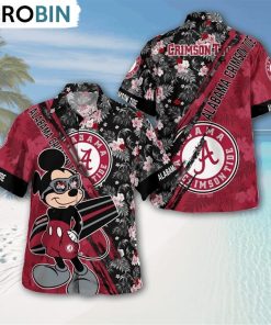alabama-crimson-tide-mickey-mouse-floral-short-sleeve-hawaii-shirt-1