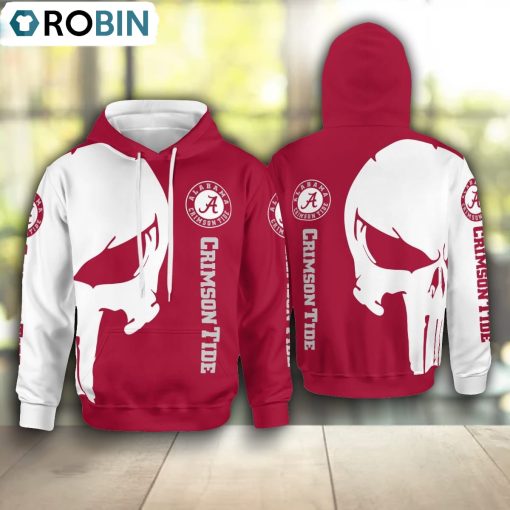 Alabama Crimson Tide Punisher Skull Hoodie and Zip Hoodie, Alabama Crimson Tide Gifts