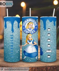 Alice Disney Princess Starbucks Coffee 3D Printed Skinny Tumbler, Alice In Wonderland Tumbler