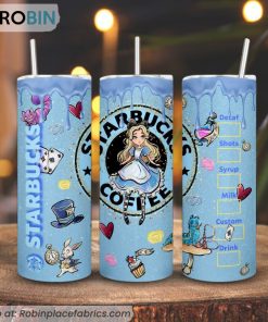 Alice Princess Disney Starbucks Coffee 3D Printed Skinny Tumbler, Alice In Wonderland Tumbler