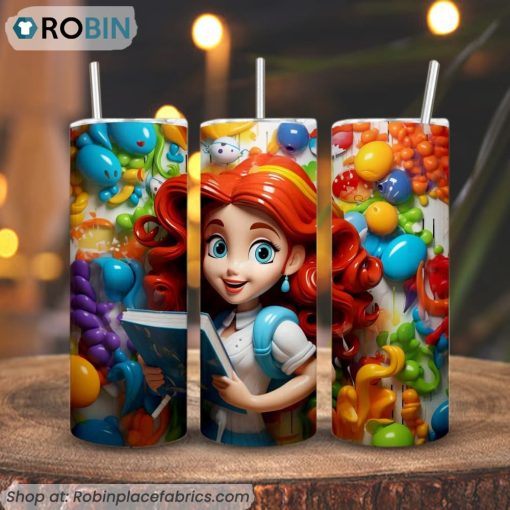 Ariel Princess With Book 3D Tumbler