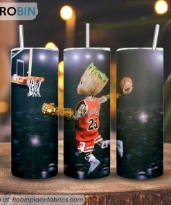 Baby Groot Jordan 3D Printed Skinny Tumbler, Guardians Of The Galaxy 3D Printed Skinny Tumbler