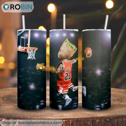 Baby Groot Jordan 3D Printed Skinny Tumbler, Guardians Of The Galaxy 3D Printed Skinny Tumbler